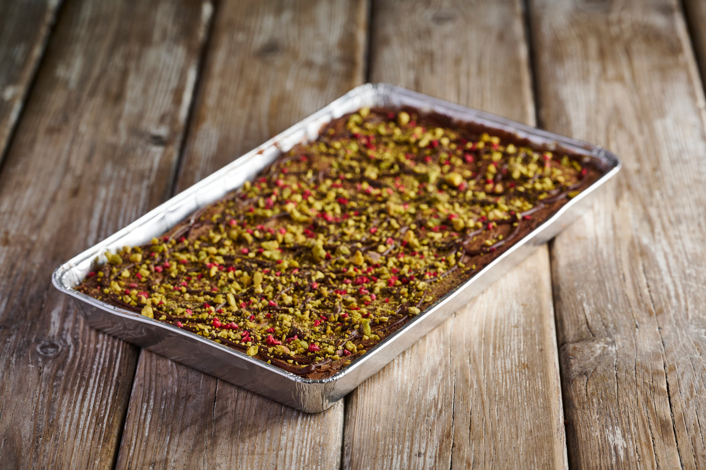 Raspberry & Pistachio Ganache Brownie