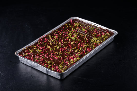 Raspberry & Pistachio Ganache Brownie