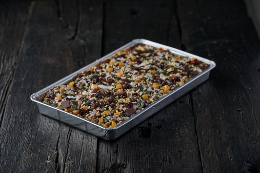 Vegan & Gluten Free Tropical, Seed, Berry, & Passionfruit, Caramel Flapjack